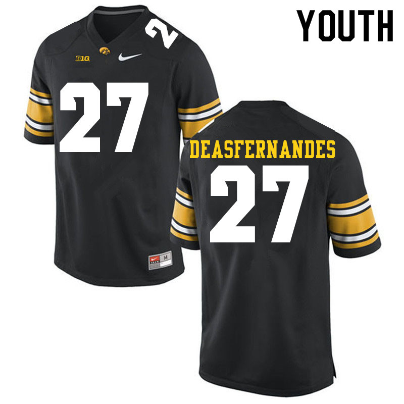 Youth #27 Brenden Deasfernandes Iowa Hawkeyes College Football Jerseys Sale-Black - Click Image to Close